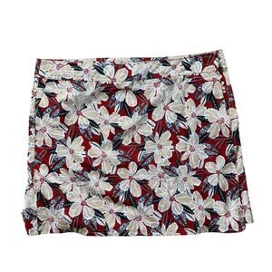 NWT Ripskirt Hawaii Terracotta Red Garden Floral‎ Print Mini Wrap Skirt Size XXL